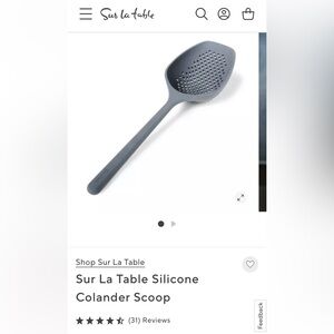 Sur La Table Silicone Colander Grey Scoop Heavy Duty Long Handle Temps Up To 446